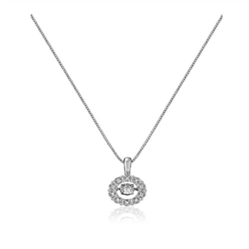 MAX + STONE dancing diamond real diamond circle pendant necklace for women in solid 925 sterling silver (1/20 ct.tw), 18 chain