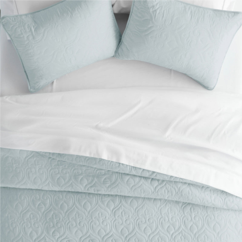 Ienjoy Home damask stitch gray quilt coverlet set contemporary ultra soft microfiber bedding