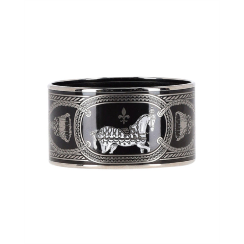 hermes grand apparat bangle in black enamel and silver metal