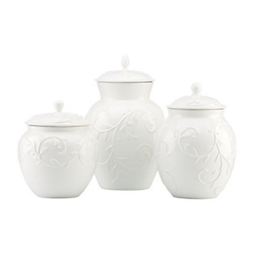 Lenox opal innocence carved 3-piece canister set, white