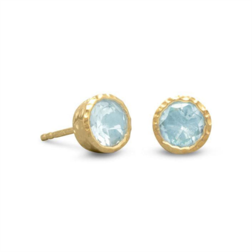 Liv Oliver 18k gold blue topaz stud earrings
