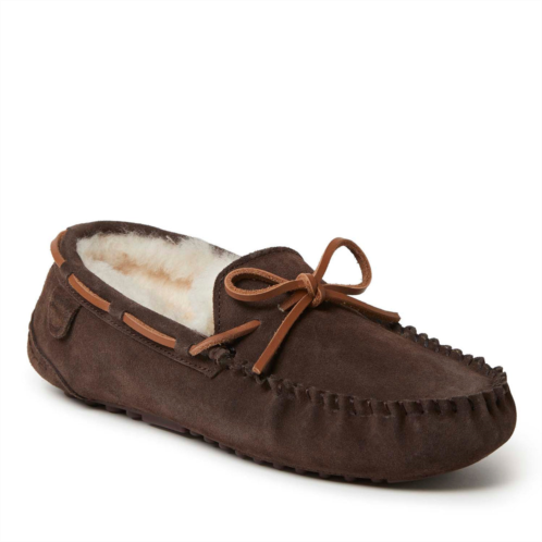 Dearfoams fireside by mens victor genuine shearling moccasin with tie
