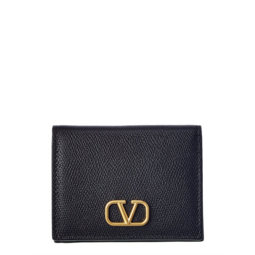 Valentino vlogo signature grainy leather card case