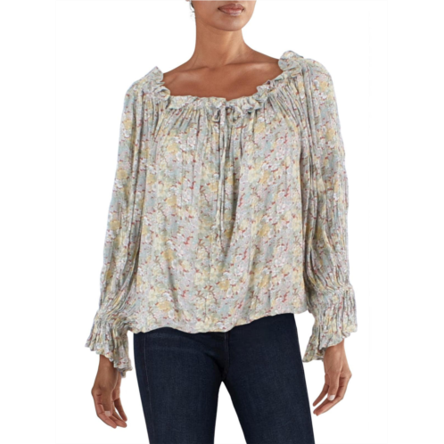 Elan womens floral print off-the-shoulder blouse