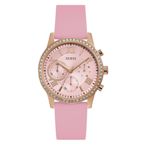Guess Factory rose gold-tone and blush silicone multifunction watch