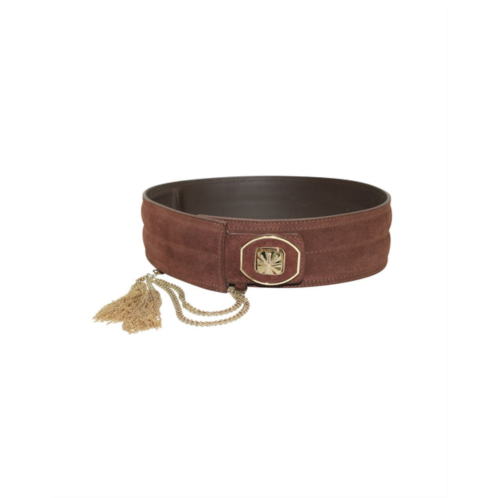Temperley london lock waist chain tassel belt in brown suede