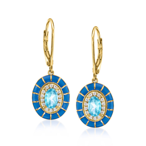 Ross-Simons swiss blue and white topaz drop earrings with blue enamel in 18kt gold over sterling