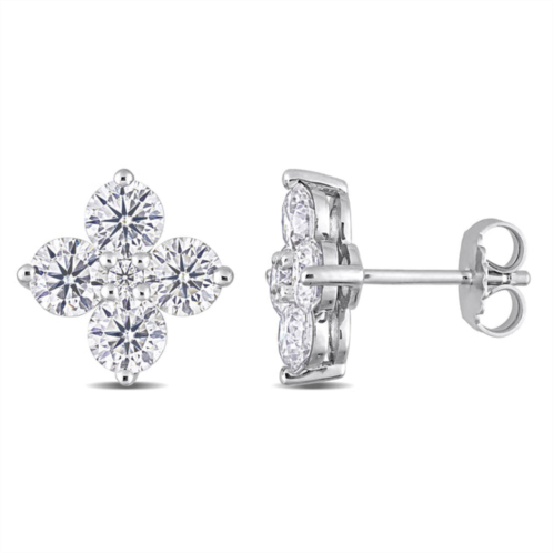Mimi & Max 3 ct dew created moissanite floral stud earrings in sterling silver