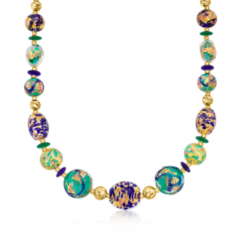 Ross-Simons italian multicolored murano glass bead necklace in 18kt gold over sterling