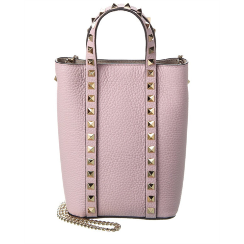 Valentino rockstud grainy leather tote, os, pink