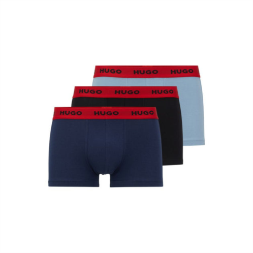 HUGO three-pack of logo-waistband trunks in stretch cotton
