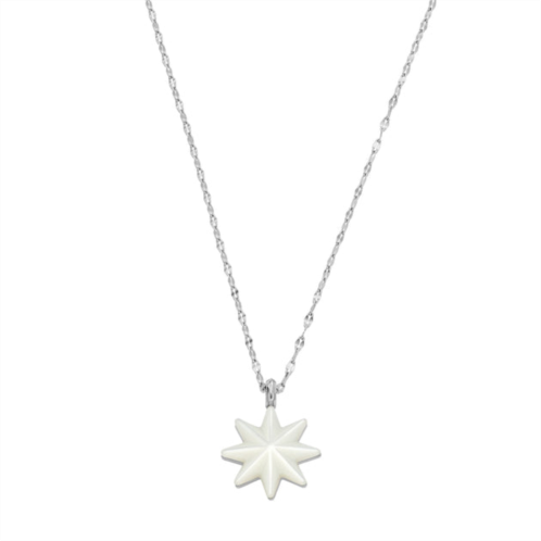 Skagen womens stainless steel and mother of pearl danish star pendant necklace