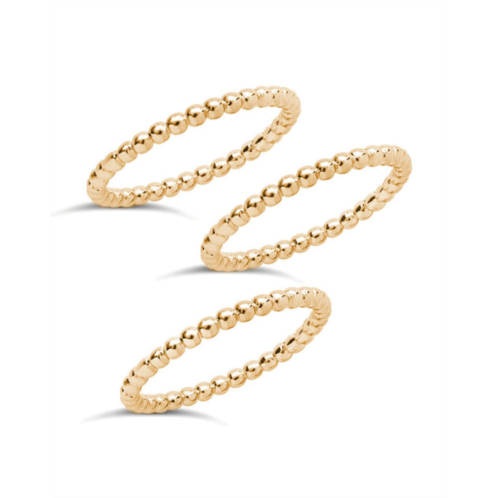 Sterling Forever 14k gold plated sterling silver beaded ring set of 3