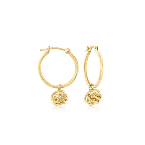 RS Pure ross-simons 14kt yellow gold love knot hoop drop earrings