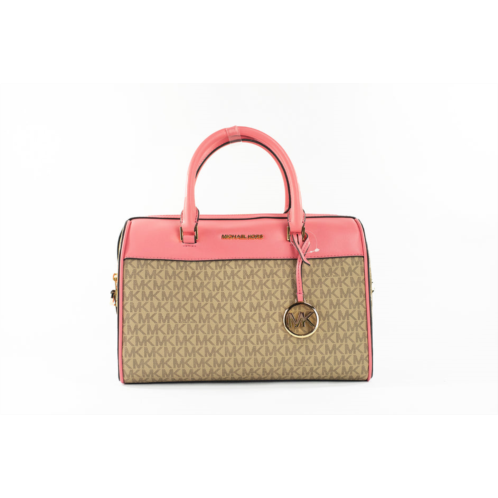 Michael Kors travel medium tea rose signature pvc duffle crossbody bag womens purse