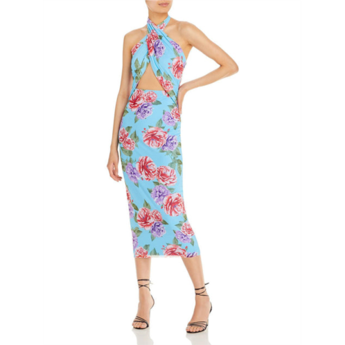 AFRM tana womens floral print wrap halter dress