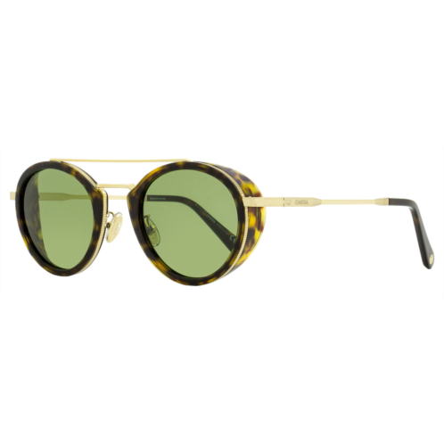 Omega mens oval blinkers sunglasses om0021h 52n havana/gold 52mm