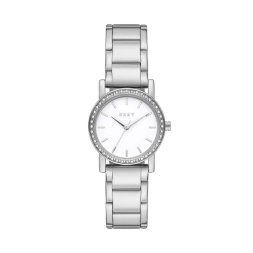 DKNY womens soho three-hand, silver-tone alloy watch