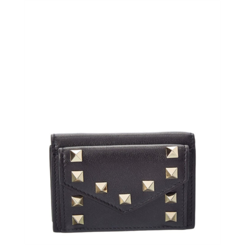 Valentino rockstud small leather french wallet