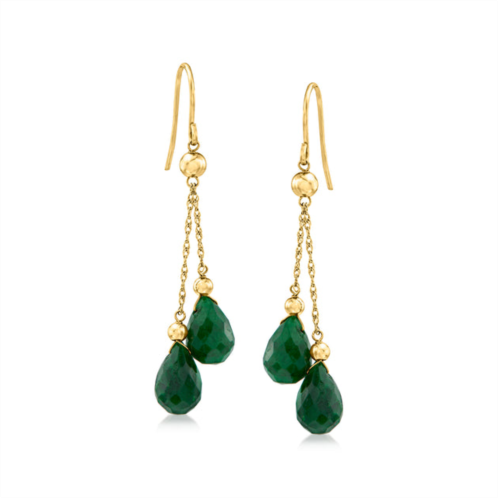 Ross-Simons emerald double-drop earrings in 14kt yellow gold