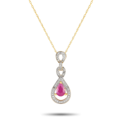 Non Branded lb exclusive 14k yellow gold 0.08ct diamond and ruby necklace pd4-16318yru