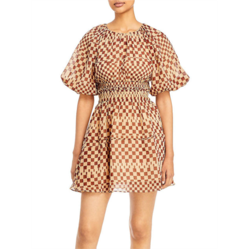 Moon River womens checkered fit & flare dress