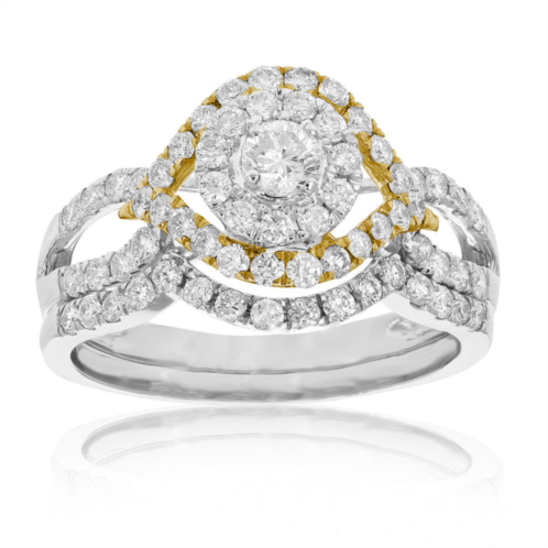 Vir Jewels 1 cttw diamond wedding engagement ring set 14k white yellow gold halo bridal