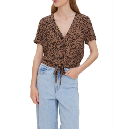 Vero Moda womens front tie cropped blouse