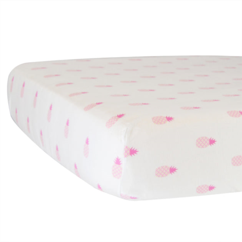Hello Spud pineapples fitted crib sheet pink