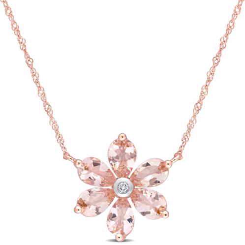 Mimi & Max 2 3/8 ct tgw morganite and diamond accent floral pendant with chain in 10k rose gold