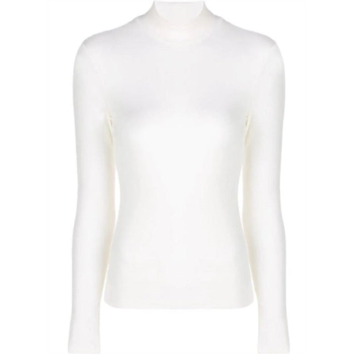 Theory womens thin ribbed turtle mock neck top ivory