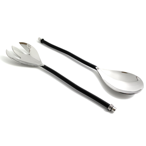 Vibhsa salad serving set of 2 (twisted handle, silver finish)