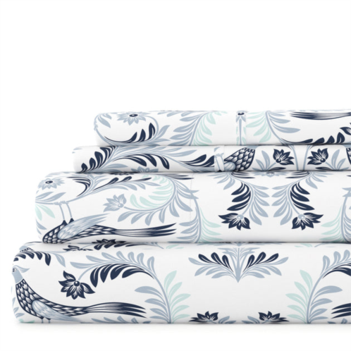 Ienjoy Home garden estate navy pattern sheet set ultra soft microfiber bedding, king