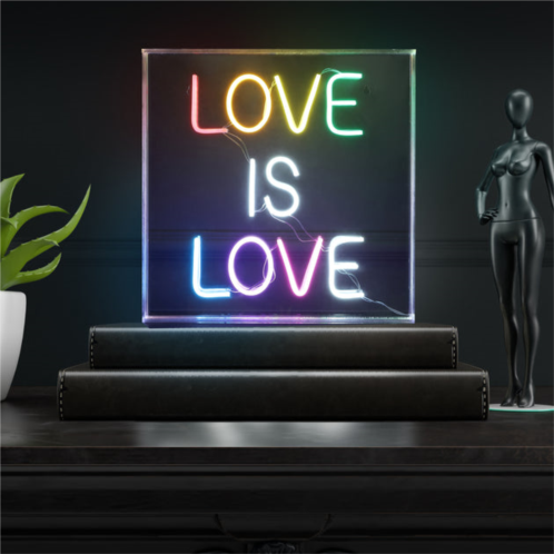 JONATHAN Y love is love 15 square contemporary glam acrylic box usb operated led neon light