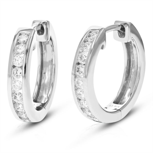 Vir Jewels 1/2 cttw round cut lab grown diamond hoop earrings in .925 sterling silver channel set 1/2 inch