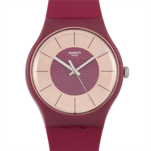 Swatch bord deau red unisex quartz watch suor110