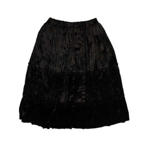 Comme Des Garcons black crush velvet tier frill trim skirt