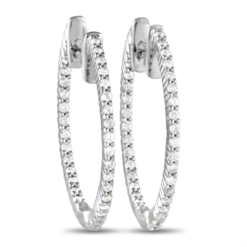 Non Branded lb exclusive 14k white gold 0.55ct diamond inside-out hoop earrings
