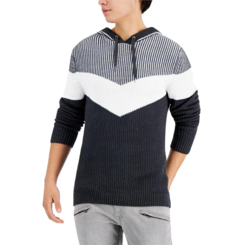 INC mens colorblock ribbed hooded sweater