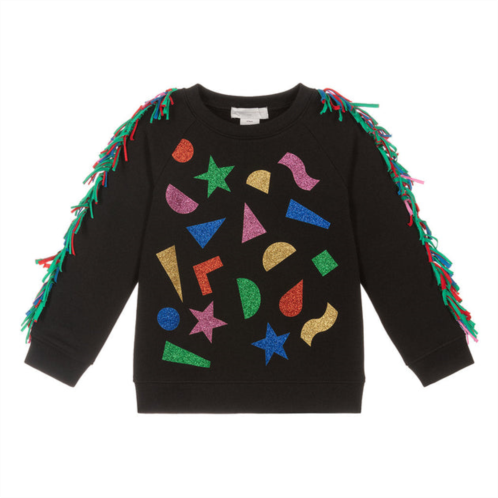 Stella McCartney black glitter patch tassel crewneck sweatshirt