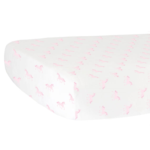 Hello Spud unicorn fitted crib sheet pink