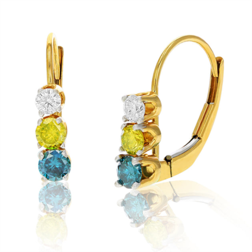 Vir Jewels 1/2 cttw multi diamond hoop earrings 14k yellow gold blue, yellow and white