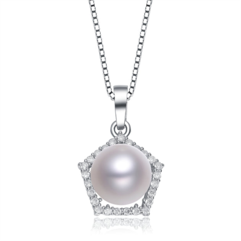 Genevive sterling silver cubic zirconia pearl necklace