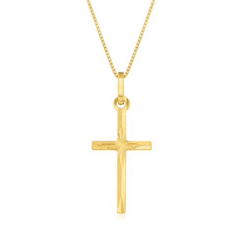 Ross-Simons italian 18kt yellow gold diamond-cut cross pendant necklace