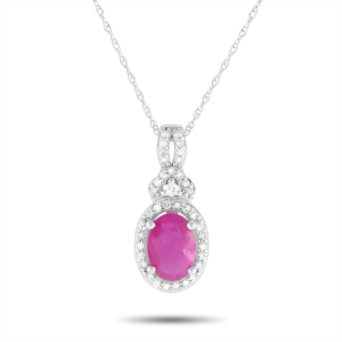 Non Branded lb exclusive 14k white gold 0.15ct diamond and ruby pendant necklace pd4-15738wru