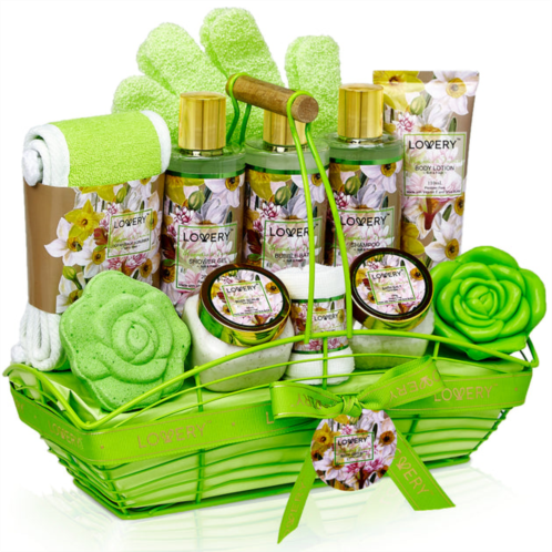 Lovery home spa gift baskets - magnolia & jasmine scent - 13pc set