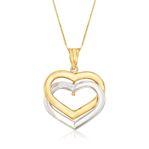Ross-Simons 14kt 2-tone gold interlocking hearts pendant necklace