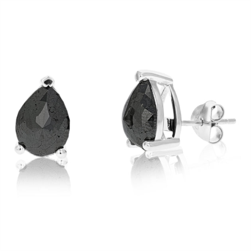 Vir Jewels 4.50 cttw pear shape black diamond stud earrings .925 sterling silver prong set