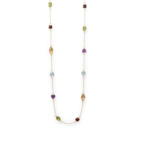 Liv Oliver 18k gold multi shape semi precious gemstone necklace