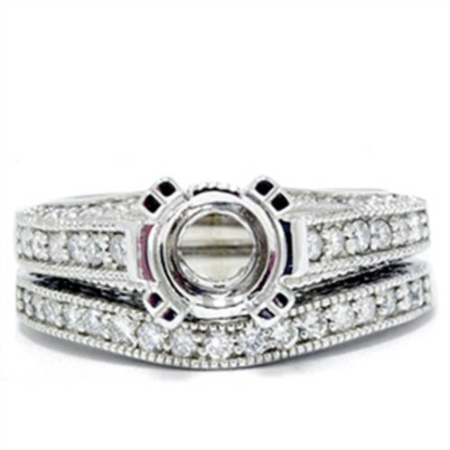 Pompeii3 1/2ct vintage heirloom diamond ring set 14k white gold